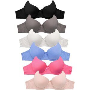 PACK OF 6 Women's Mamia Full Coverage Underwire Solid T Shirt Bras (BR4307P6)